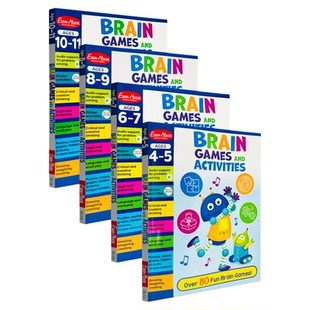 Evan-Moor BrainGames and Activities Ages 4-11 脑力游戏与活动书 幼儿园到六年级4册套装少儿英语原版进口教辅evanmoor含音频