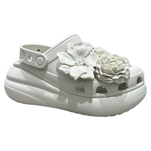 Crocs卡骆驰花束/花簇泡芙厚底洞洞鞋女沙滩凉拖鞋 211448/213121