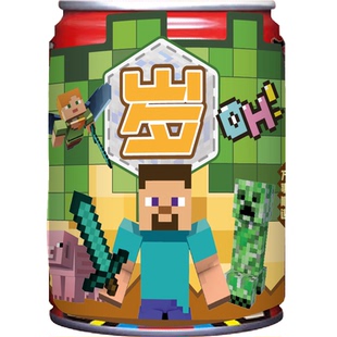 我的世界旺仔饮料贴纸生日装饰布置甜品台男孩周岁一站式家庭客厅