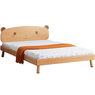 源氏木语加兰实木儿童床卡通床男孩女孩单人床环保木蜡油原木风