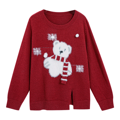 欧尼不胖初冬装漂亮减龄款毛衣女胖妹妹mm正肩显瘦遮肉针织衫上衣