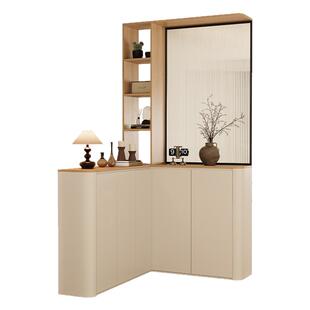 原木风入户玄关一体隔断柜客厅家用门口L型转角屏风鞋柜置物柜子