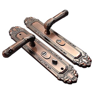 防盗门锁红古铜色大门锁面板把手双开门拉手面板进户门对开执手锁