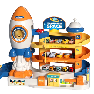 轨道车停车场大楼玩具车小汽车3-4岁儿童6益智男孩工程车生日礼物