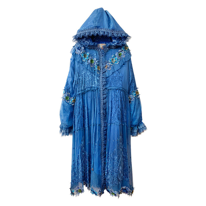 拜占庭的森林桑蚕丝棉服女高档刺绣宽松显瘦轻薄保暖棉衣棉袄外套