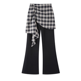 艾诺丝锦瑟裤子2026春装新款配饰修身微喇休闲裤311117