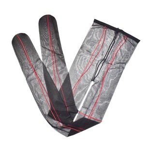 复古十字中缝腿环一线裆通体透明前后竖线透趾黑丝连裤袜15d性感