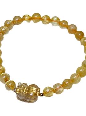 天然金发晶钛晶招财貔貅手链女