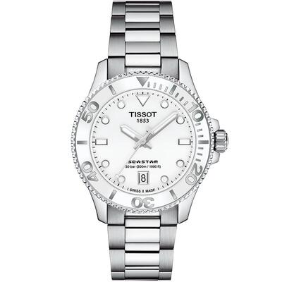 Tissot新品海星钢带石英潜水女表