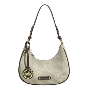 香港品牌小众设计感手提包包女2026新款复古百搭斜挎包月牙腋下包