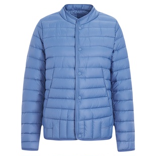 无领女士妈妈装中长款气质宽松棉衣外套秋冬保暖羽绒棉轻薄款大衣