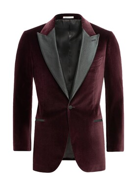 Suitsupply酒红色棉混纺礼服上衣