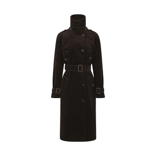 COMMEUNTISSU 匹马棉灯芯绒翻领复古可拆卸羽绒风衣外套