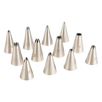 不锈钢裱花嘴直齿小星星奶油溶豆冰淇淋雪顶多齿花嘴烘焙裱花工具