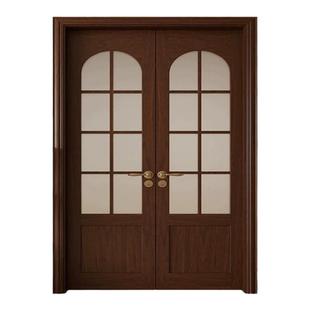 实木法式双开门烤漆门定制卧室门书房门木门室内门圆弧拱形门