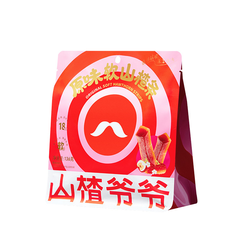 山楂爷爷原味山楂条六物软条山楂零食儿童蜜饯果脯独立包装136g*3
