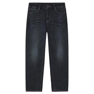 热风2025年冬季新款男士经典合体加绒偏厚小锥牛仔裤挺括有型