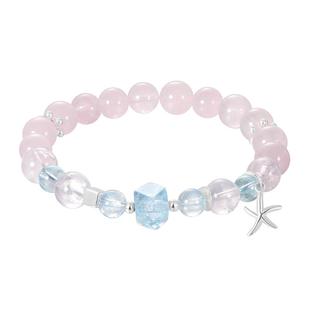 zeroline粉水晶手串女纯银轻奢小众精致高级蓝托帕石手链生日礼物