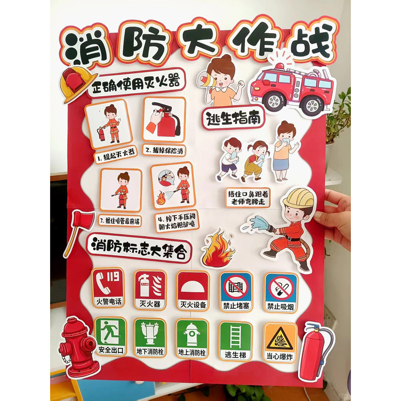 学校环创材料消防主题素材墙饰