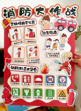 学校环创材料消防主题素材墙饰