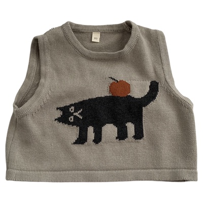 韩系穿搭纯棉线男女童针织马甲