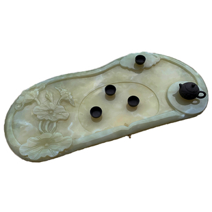 2025新款高档家用天然玉石茶盘石头茶海大号大理石圆形石材茶盘