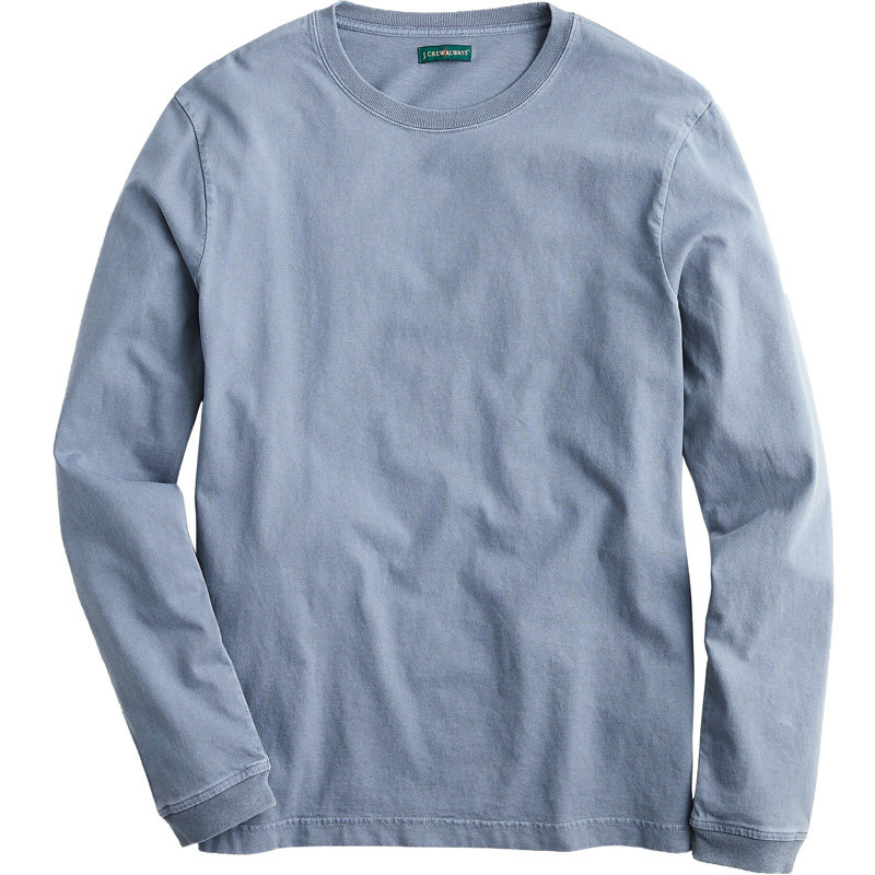 J.crew经典复刻Always水洗做旧长袖T恤重磅厚挺打底纯色棉男JCREW