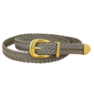 皮带女士真皮牛皮灰色高级感编织腰带时尚夏季装饰配裙子牛仔裤带