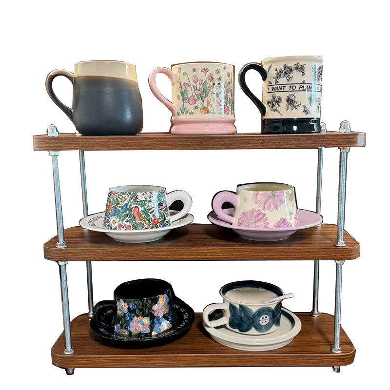 中古可调节实木咖啡杯马克杯置物架餐边柜吧台咖啡角器具展示杯架