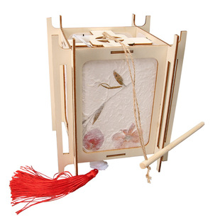 新年新款春节灯笼儿童手工课diy材料包古风花草发光手提花灯宫灯