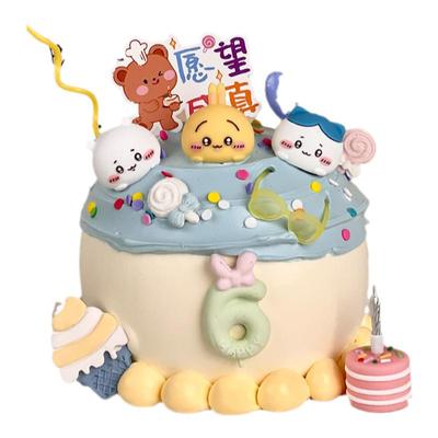 儿童生日蛋糕装饰卡通小动物脑袋摆件愿望成真可爱蛋糕烘焙装扮