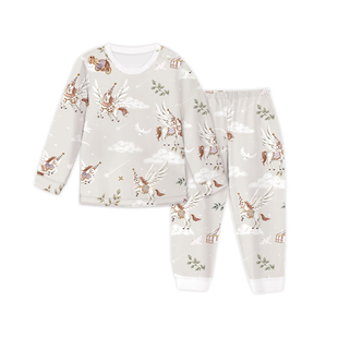 yikyak婴幼儿天竹绒针织长袖家居服保暖睡衣儿童秋衣秋裤两件套