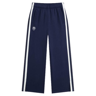 Kappa卡帕背靠背运动长裤女款春季新款针织宽松复古撞色直筒裤女