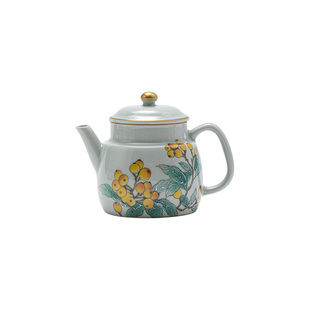 寻心仿古手绘枇杷闲逸壶家用功夫茶具纯手工陶瓷泡茶壶单壶一人用