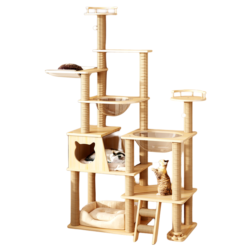 实木猫爬架猫窝猫树一体猫抓柱大型通天柱加大太空舱猫咪用品大全