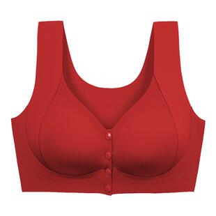 染岸提拉软支撑妈妈款内衣女前扣式中老年人本命年红色文胸罩套装