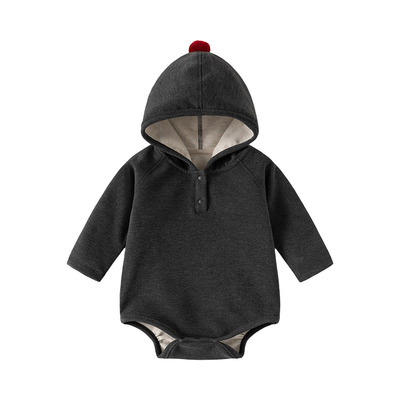 婴儿秋冬新年磨毛保暖连帽包屁衣