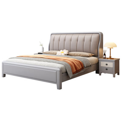 北欧双人床真皮实木床