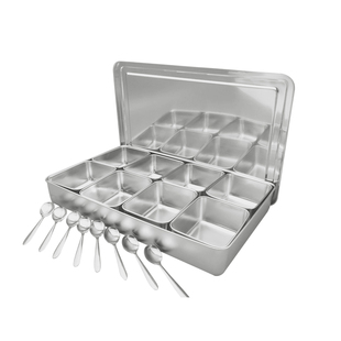 商用304不锈钢调料盒调味罐套装日式味盒冰粉配料食品留样展示盒