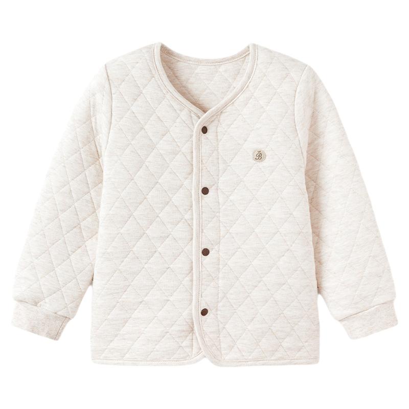 babylove宝宝外套秋冬季薄夹棉保暖上衣儿童纯色百搭休闲外出衣服