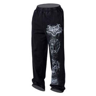 YOUNGLA美式宽松印花棉长裤潮流直筒阔腿裤跑步篮球裤子休闲卫裤