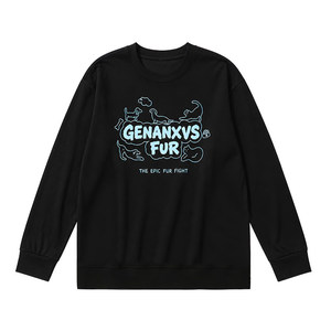 GENANX闪电潮牌圆领卫衣情侣款2026秋新款圆领宽松印花早秋上衣男