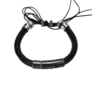 玛瑙玉石专用绳横穿半成品手绳可串天珠黑色编织手链男女牛皮手绳