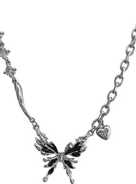 蝴蝶爱心合金吊坠钛钢锁骨链女潮