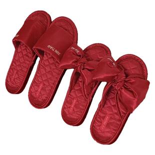 细细条买一送一轻奢晨袍结婚喜庆红色拖鞋男女四季通用情侣鞋ins