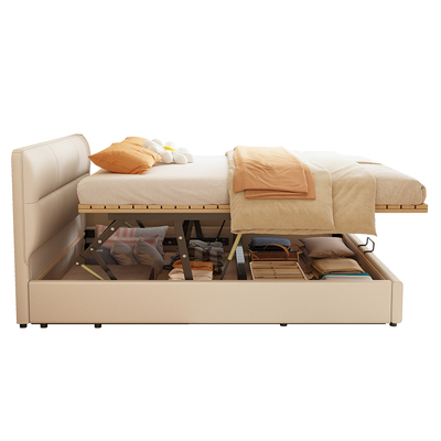 热销⭕实木静音加高气压储物床