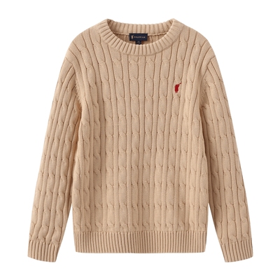 POLOWALK男女童纯棉绞花针织衫