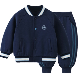 齐齐熊宝宝学院风套装男童运动两件套春秋2026新款儿童棒球服