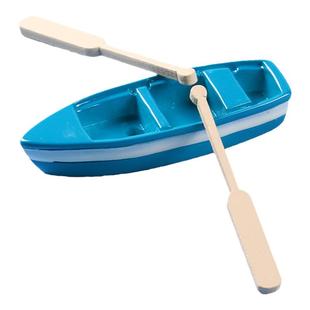 可爱卡通迷你小船模型认知玩具船桨多肉微景观摆件造景船只道具