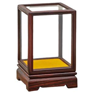 红酸枝玻璃罩文玩核桃古董茶杯鼻烟壶佛像展示罩珍品收纳盒防尘罩